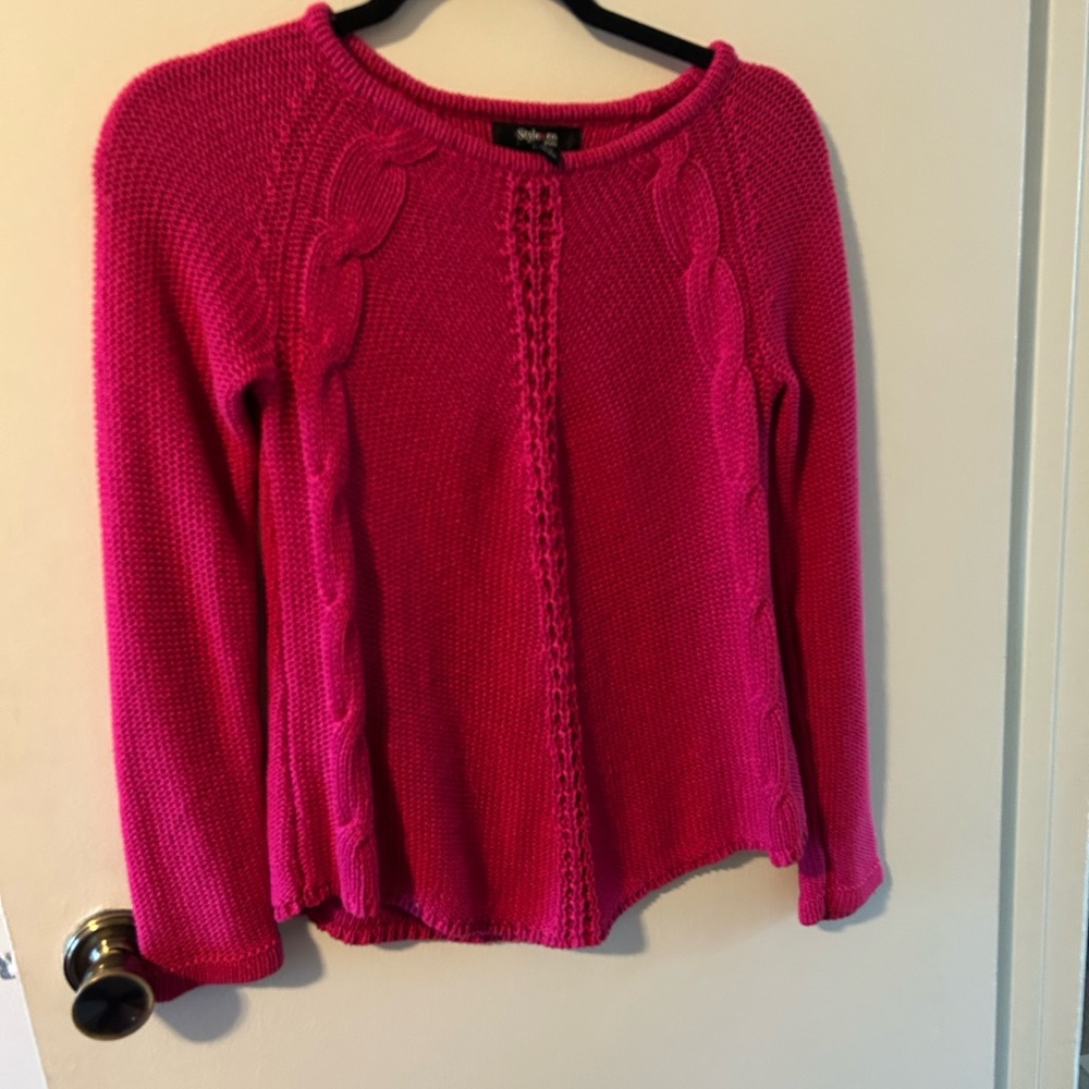 Style & Co. Fuchsia Cable Knit Sweater